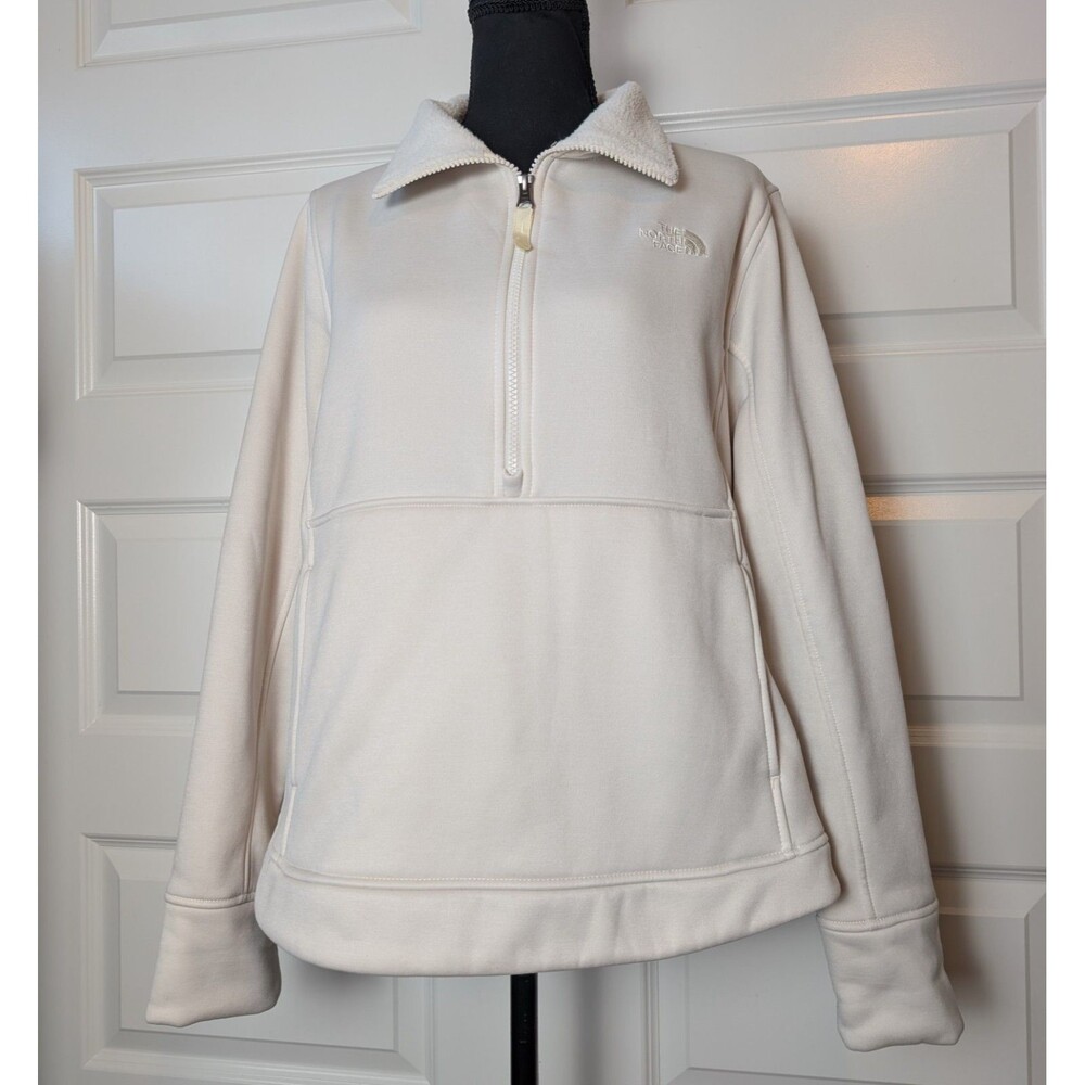 The North Face Size XL Pullover Sweatshirt Mattea 1/2 Zip Pockets Vintage White